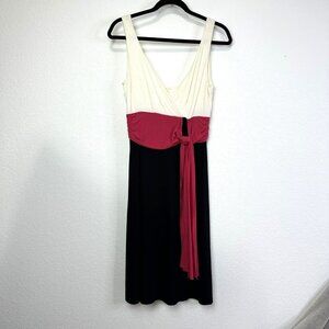 Karen Alexander Women's Dress Jersey Sleeveless Size S Black Pink Cream Vintage